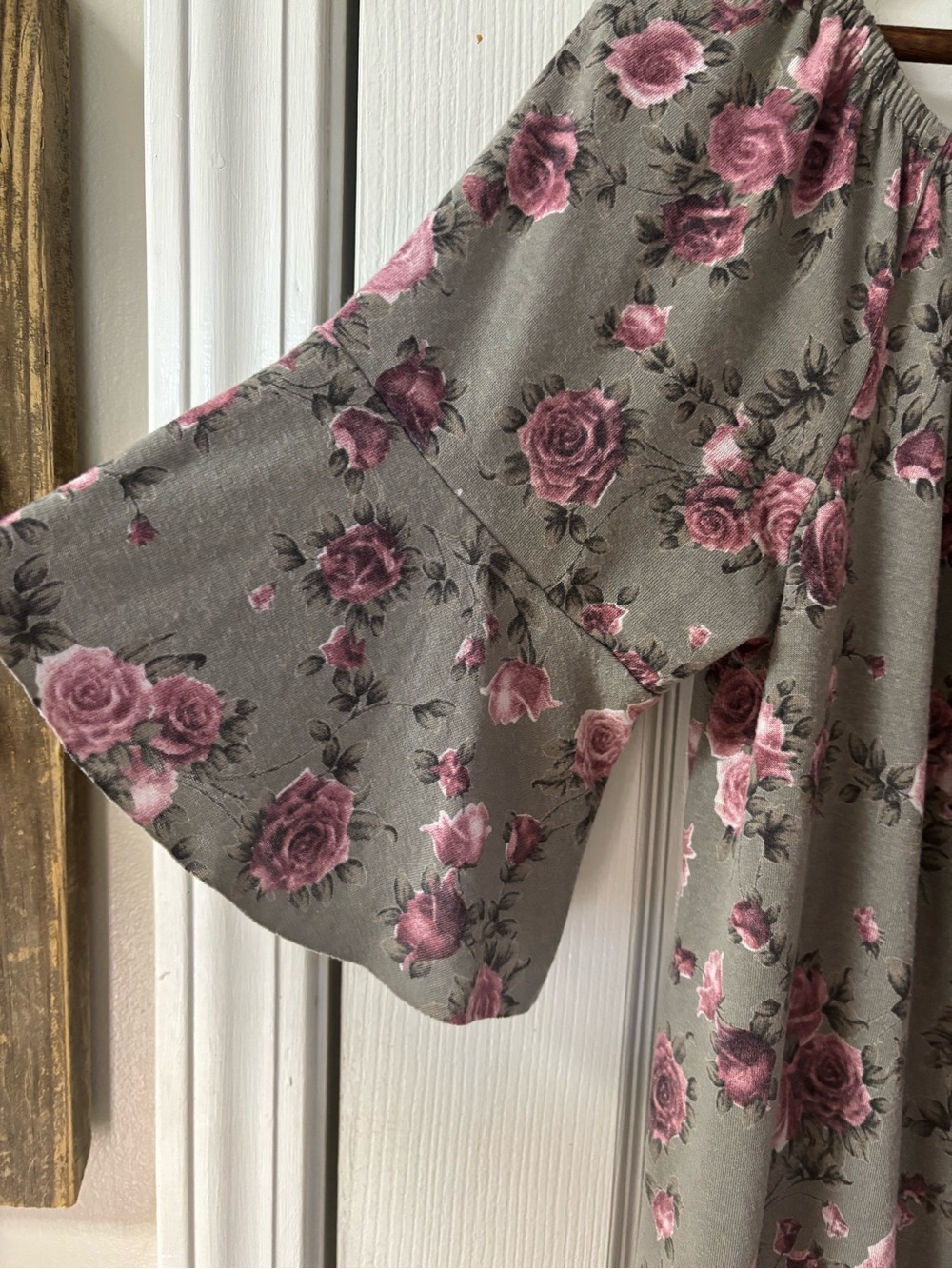 easel Sage Floral Off-Shoulder Tunic with Pink Roses - Picture 4 of 4